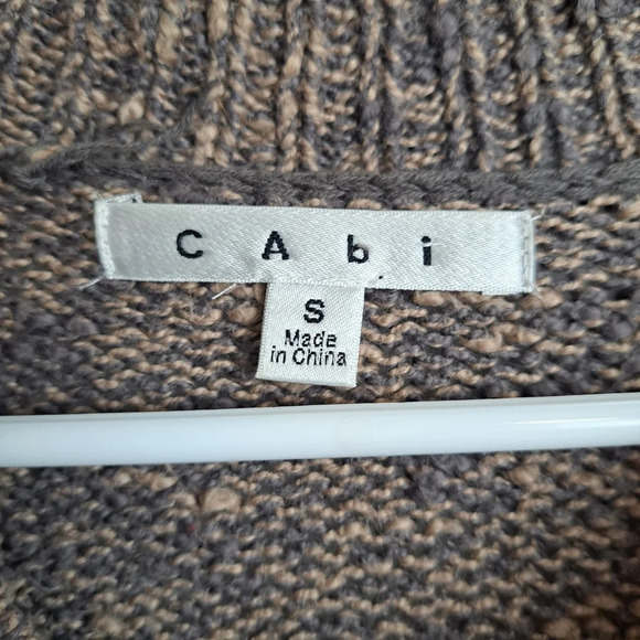 Cabi Brown Taupe Marled 100% Cotton Knit Boho Cardigan Sweater Size Small - Picture 3 of 8